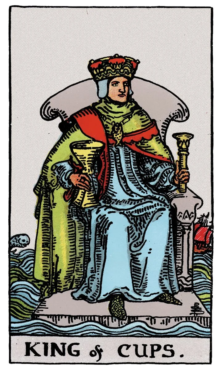 King of Cups tarot card - represents emotional balance, diplomacy, and wisdom