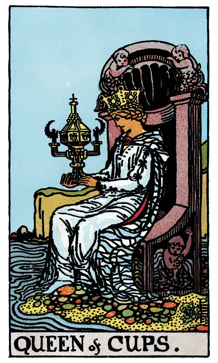 Queen of Cups tarot card - represents emotional security, compassion, and intuition