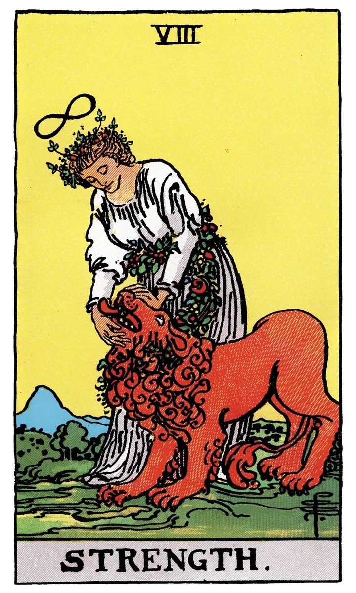 Strength tarot card - represents courage, patience, and inner strength