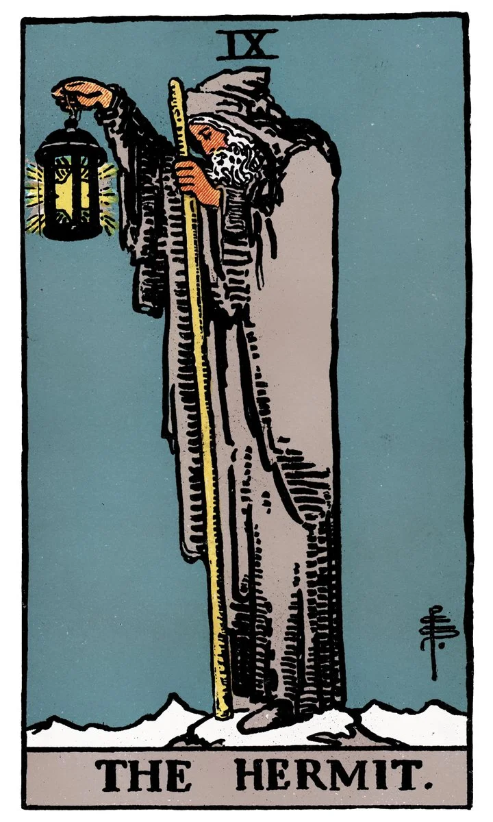 The Hermit tarot card - represents introspection, solitude, and inner guidance