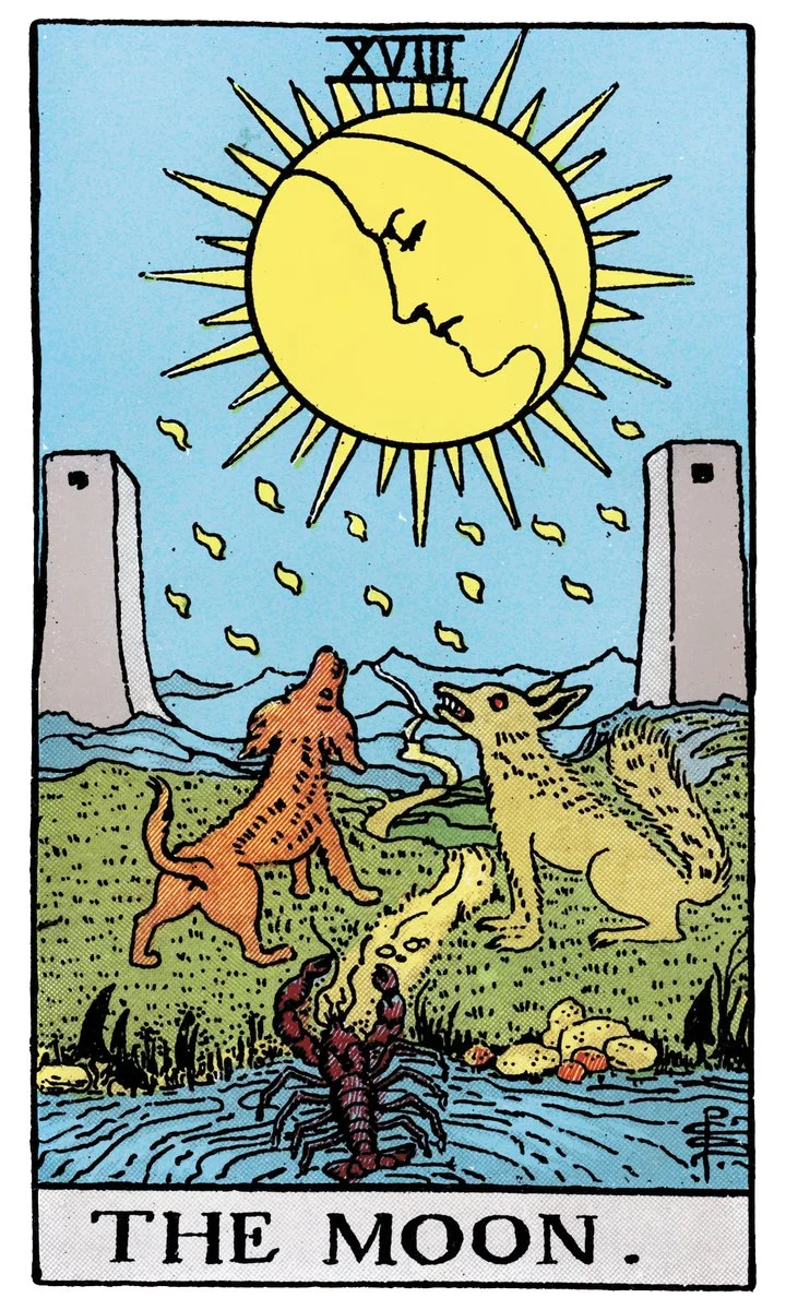 The Moon tarot card - represents illusion, intuition, and the subconscious