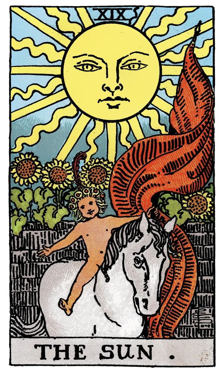 The Sun tarot card - represents joy, success, and vitality