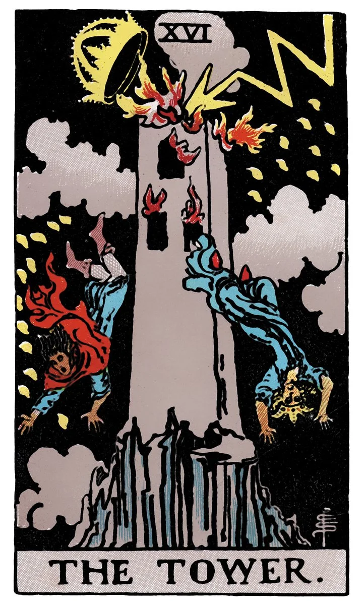 The Tower tarot card - represents sudden change, upheaval, and revelation